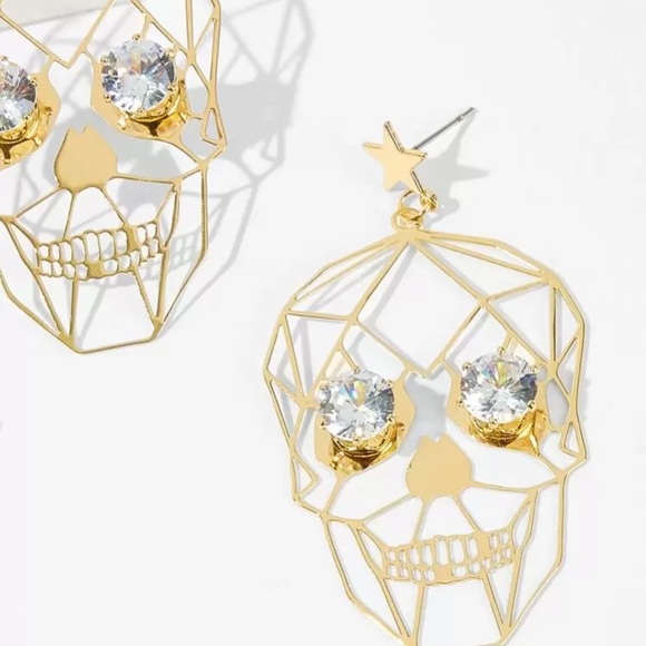 halloween Jewelry - Skull and jewels dangle earrings